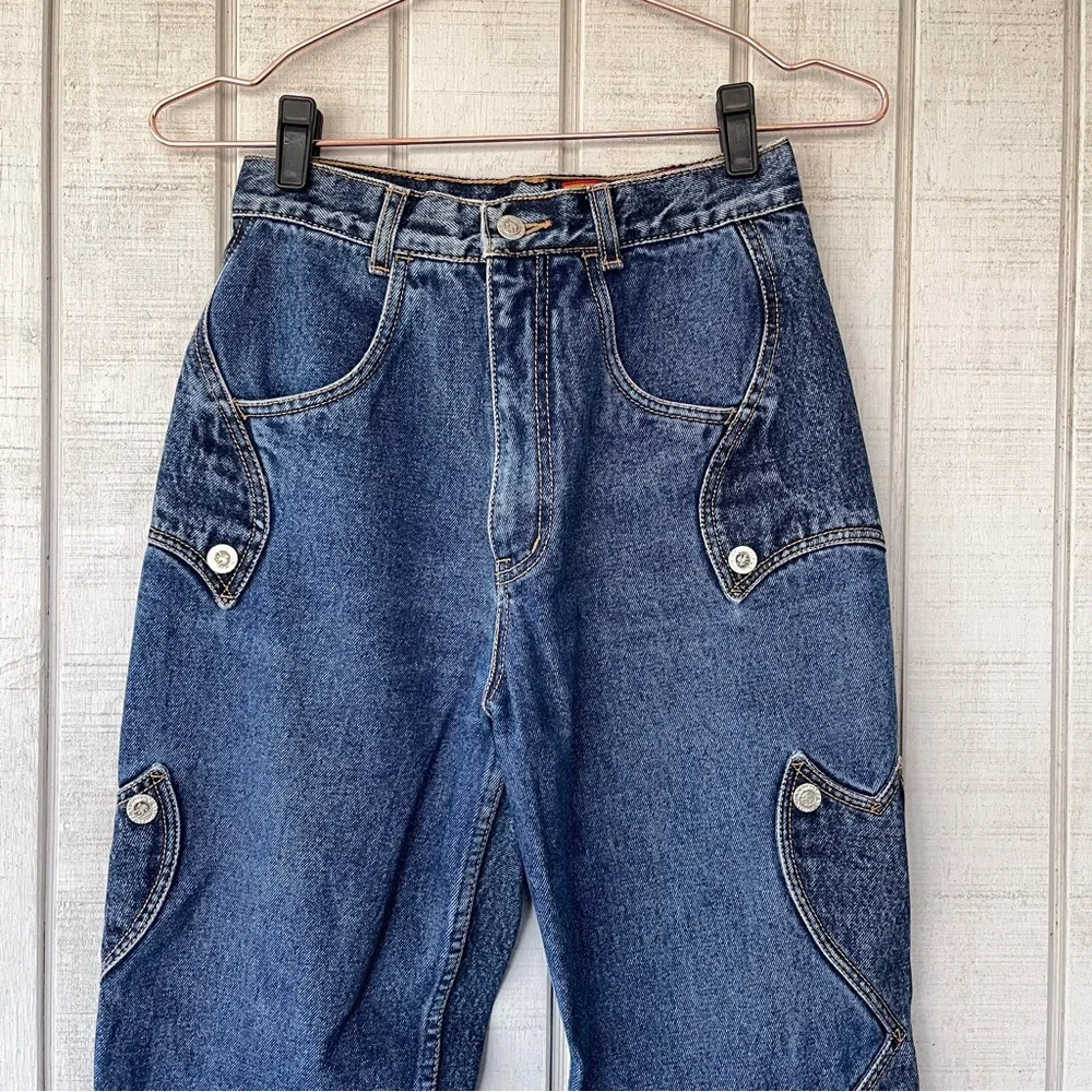 ✨ Vintage Lawman Western Jeans High Rise Tapered Dark Wash 26 - Picture 3 of 9